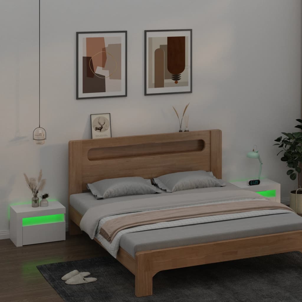 Nattbord Med Led 2 Stk Hvit 60X35X40 Cm