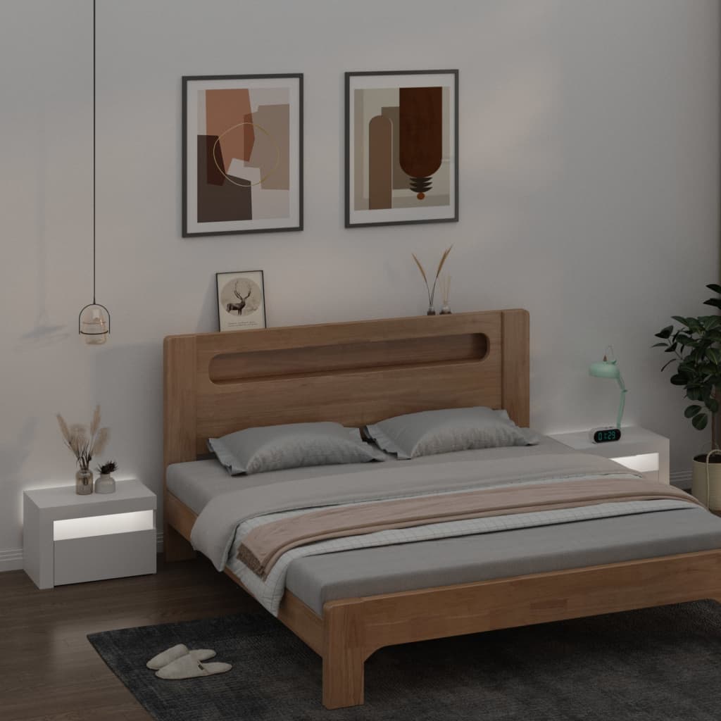Nattbord Med Led 2 Stk Hvit 60X35X40 Cm