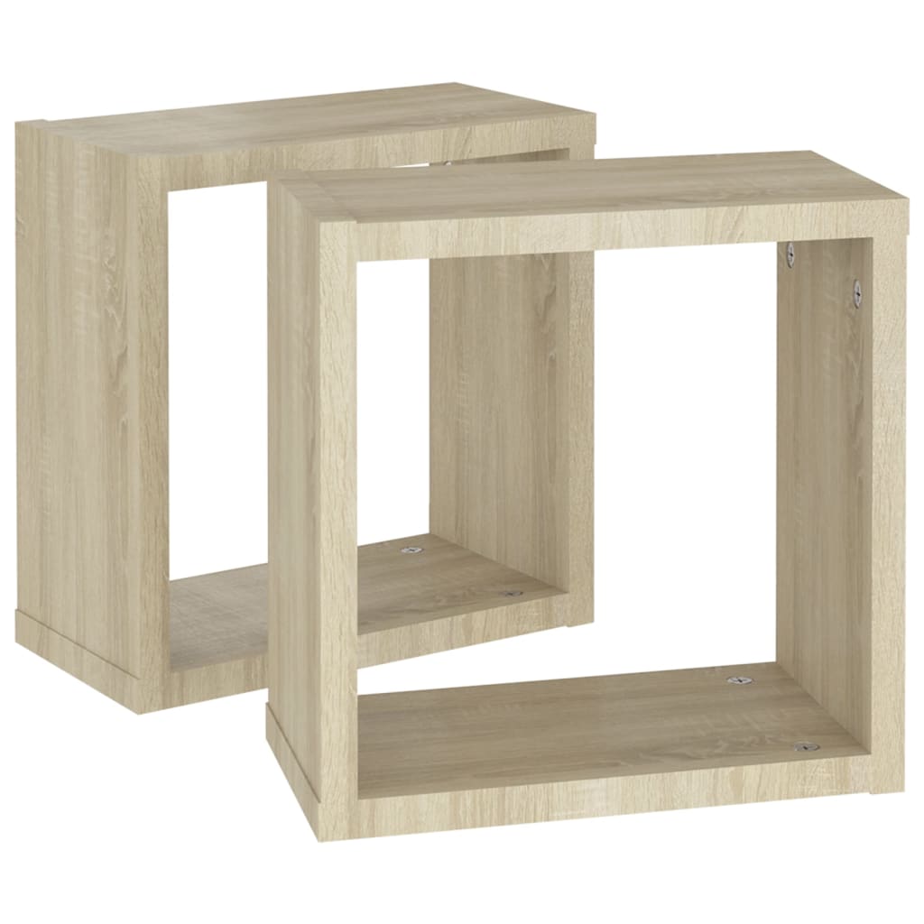 Vegghyller Kubeformet 2 Stk Sonoma Eik 30X15X30 Cm