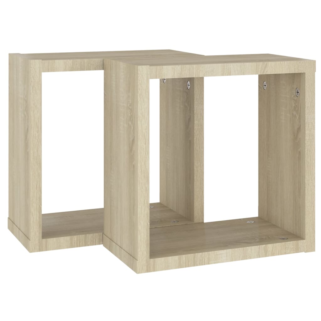 Vegghyller Kubeformet 2 Stk Sonoma Eik 30X15X30 Cm