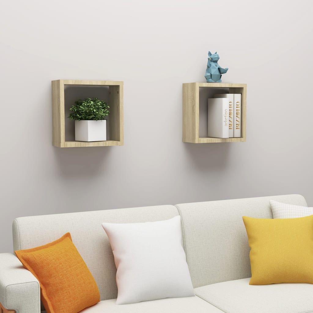 Vegghyller Kubeformet 2 Stk Sonoma Eik 30X15X30 Cm