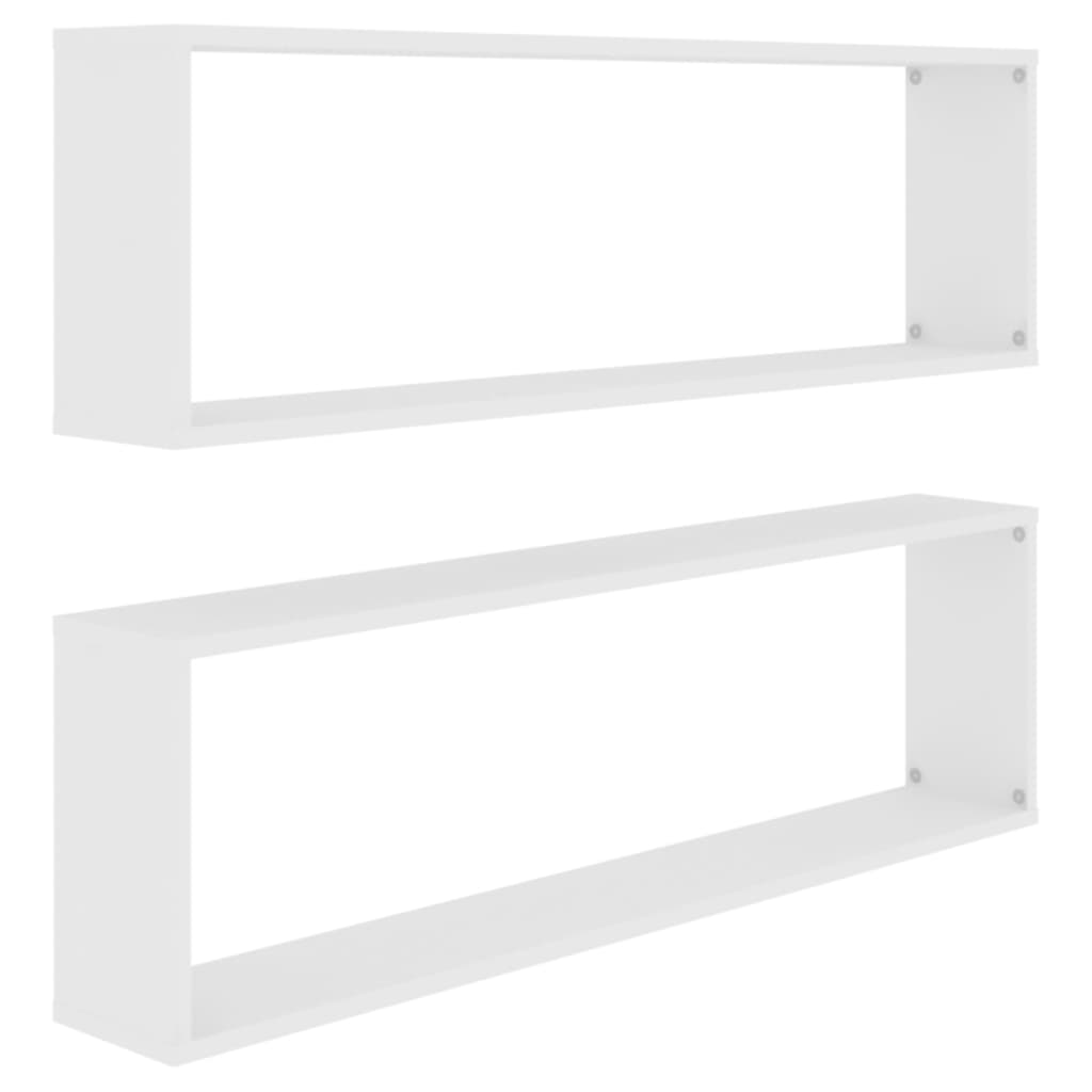Vegghyller Kubeformet 2 Stk Hvit 100X15X30 Cm Konstruert Tre