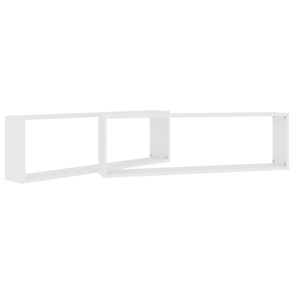 Vegghyller Kubeformet 2 Stk Hvit 100X15X30 Cm Konstruert Tre