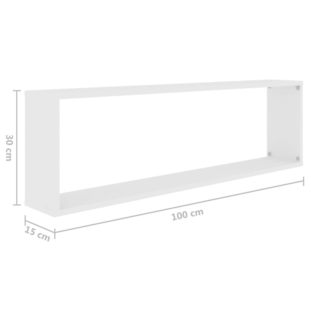 Vegghyller Kubeformet 2 Stk Hvit 100X15X30 Cm Konstruert Tre