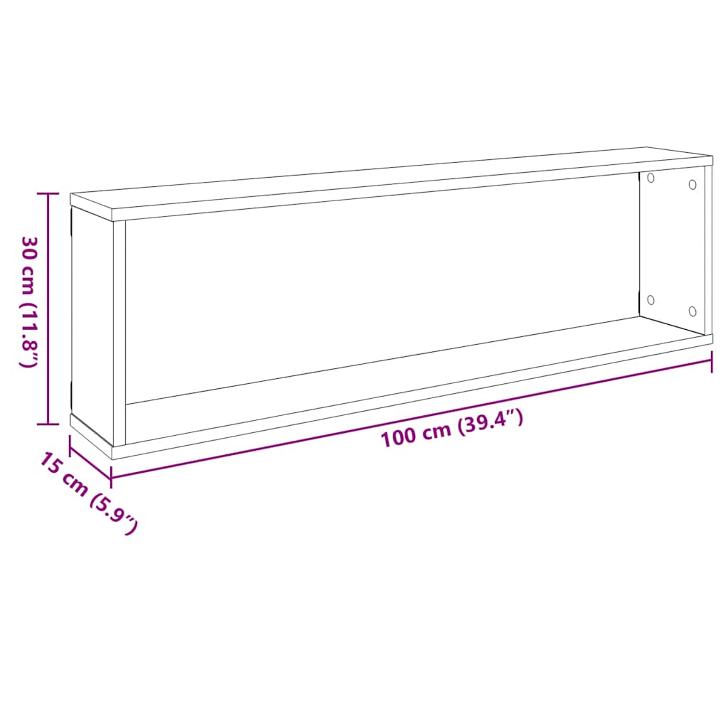 Vegghyller Kubeformet 2 Stk Hvit 100X15X30 Cm Konstruert Tre