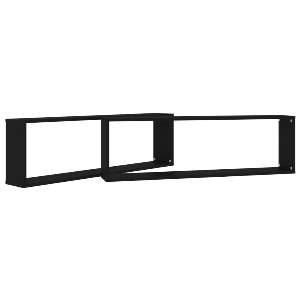 Vegghyller Kubeformet 2 Stk Svart 100X15X30 Cm Konstruert Tre