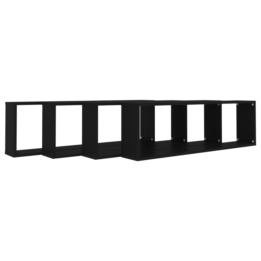 Vegghyller Kubeformet 4 Stk Svart 100X15X30 Cm Konstruert Tre