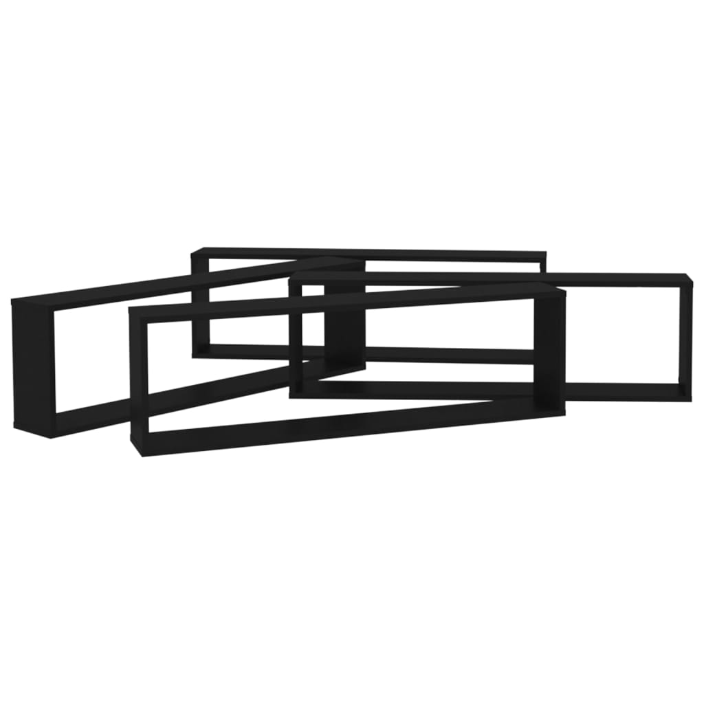 Vegghyller Kubeformet 4 Stk Svart 100X15X30 Cm Konstruert Tre