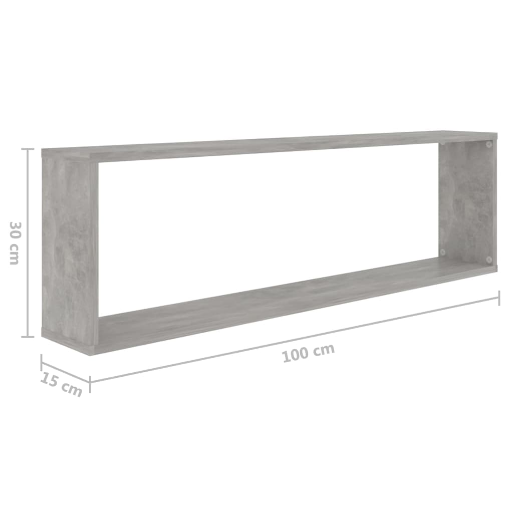 Vegghyller Kube 2 Stk Betonggrå 100X15X30 Cm Konstruert Tre