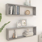 Vegghyller Kube 2 Stk Betonggrå 100X15X30 Cm Konstruert Tre