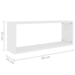 Vegghyller Kubeformet 2 Stk Hvit 60X15X23 Cm Konstruert Tre