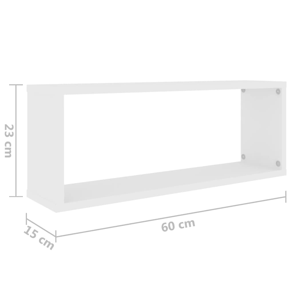 Vegghyller Kubeformet 2 Stk Hvit 60X15X23 Cm Konstruert Tre
