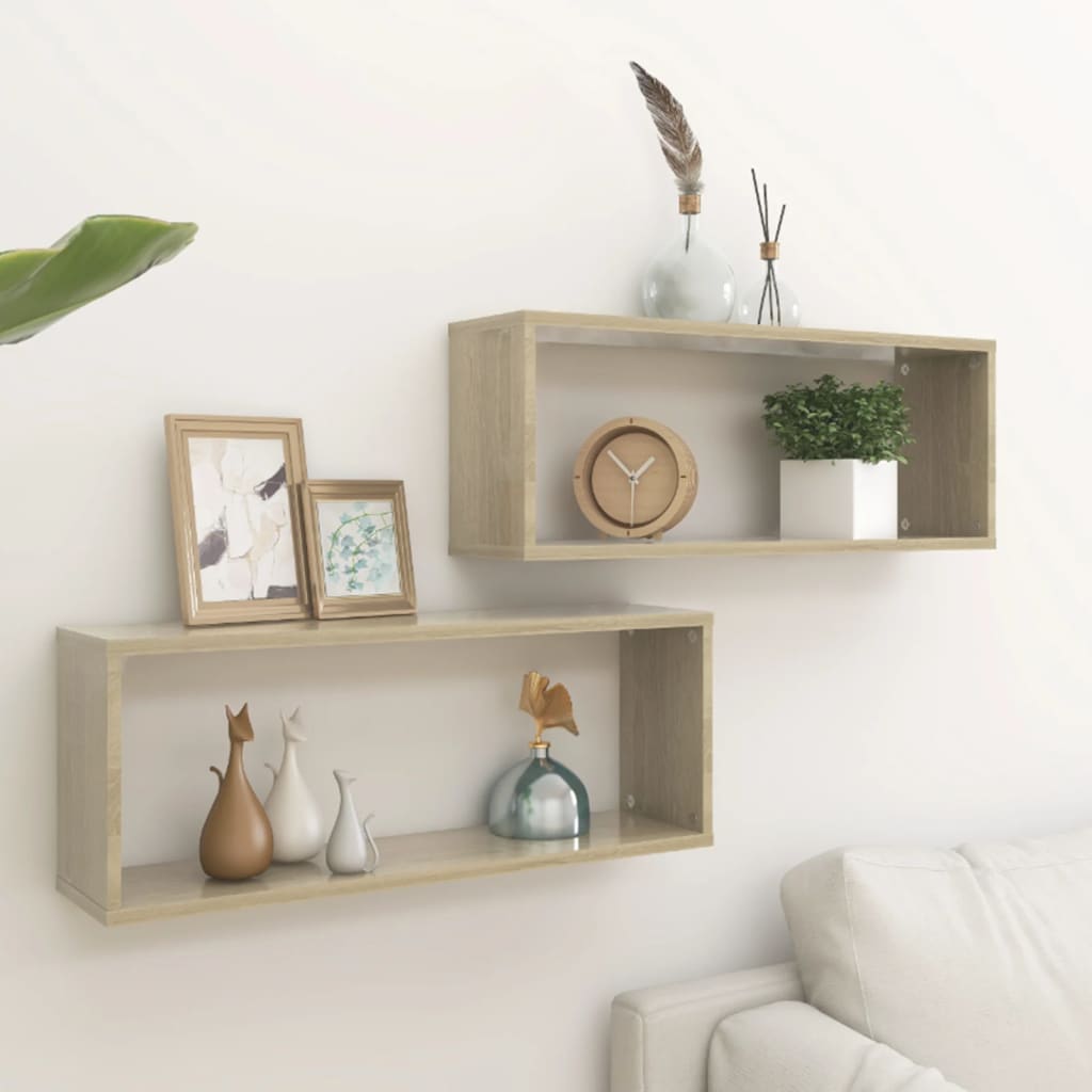 Vegghyller Kubeformet 2 Stk Sonoma Eik 60X15X23 Cm Sponplate