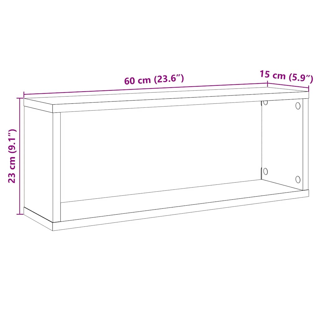 Vegghyller Kubeformet 4 Stk Sonoma Eik 60X15X23 Cm Sponplate