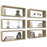 Vegghyller Kubeformet 6Stk Sonoma Eik 60X15X23Cm Konstruert Tre