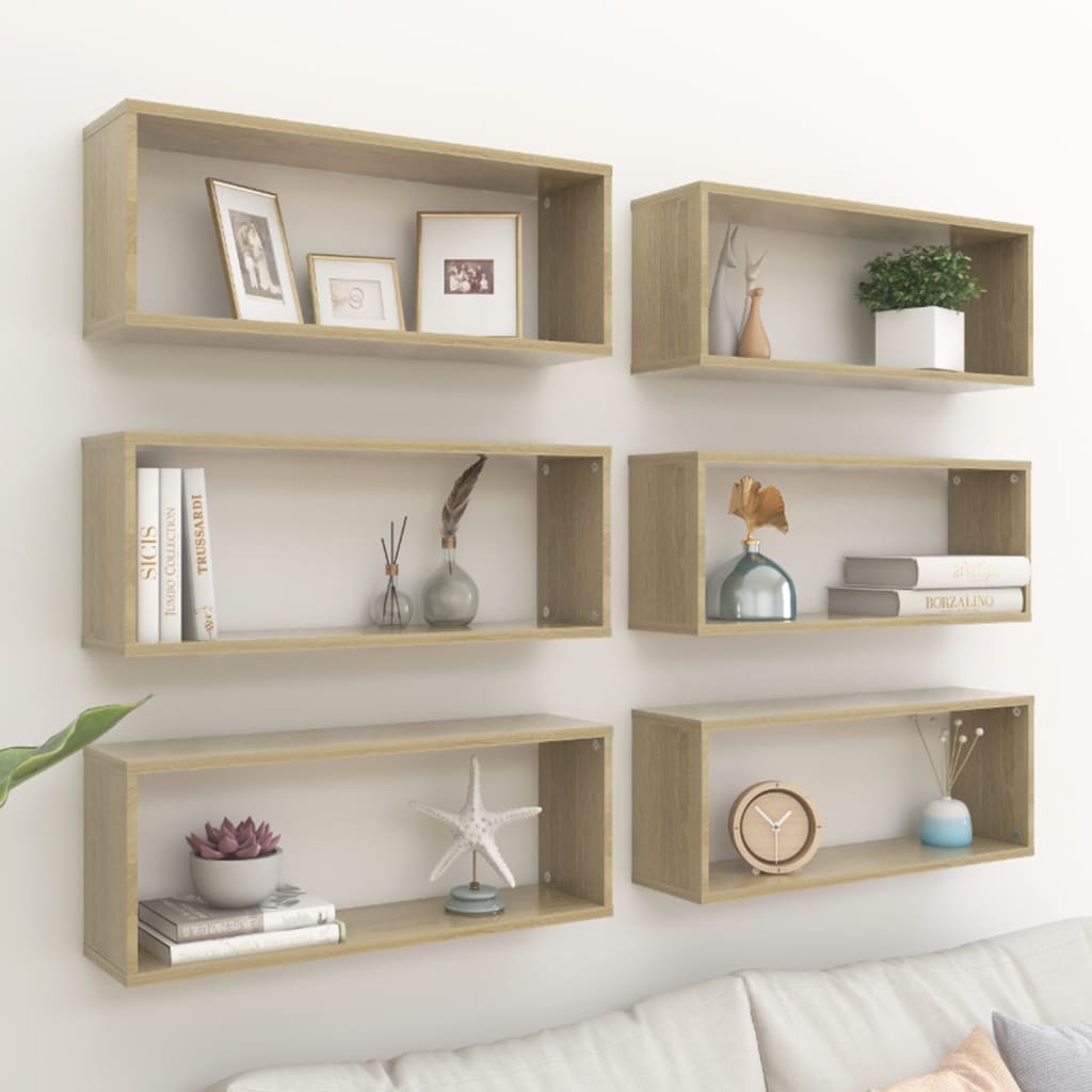 Vegghyller Kubeformet 6Stk Sonoma Eik 60X15X23Cm Konstruert Tre