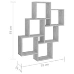 Kubeformet Vegghylle Betonggrå 78X15X93 Cm Konstruert Tre