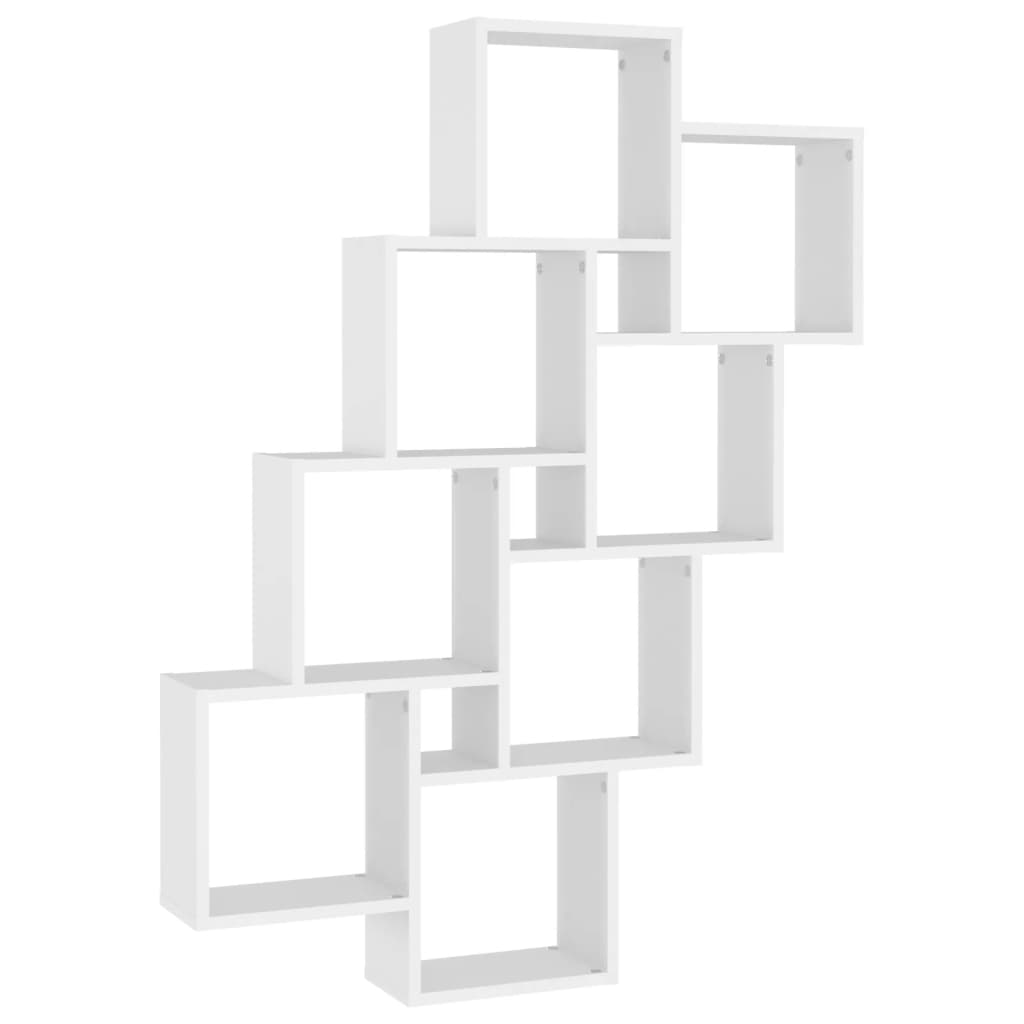 Kubeformet Vegghylle Hvit 90X15X119 Cm Sponplate