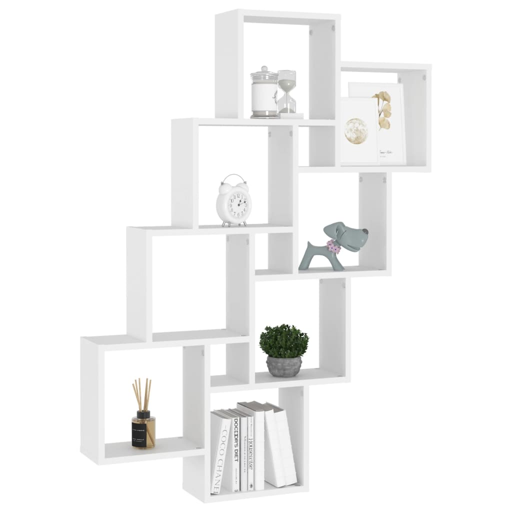 Kubeformet Vegghylle Hvit 90X15X119 Cm Sponplate