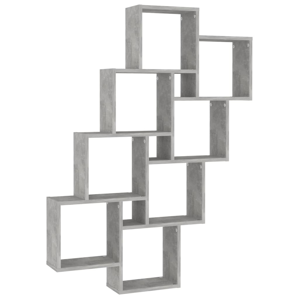 Kubeformet Vegghylle Betonggrå 90X15X119 Cm Konstruert Tre