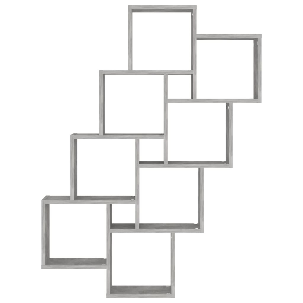 Kubeformet Vegghylle Betonggrå 90X15X119 Cm Konstruert Tre