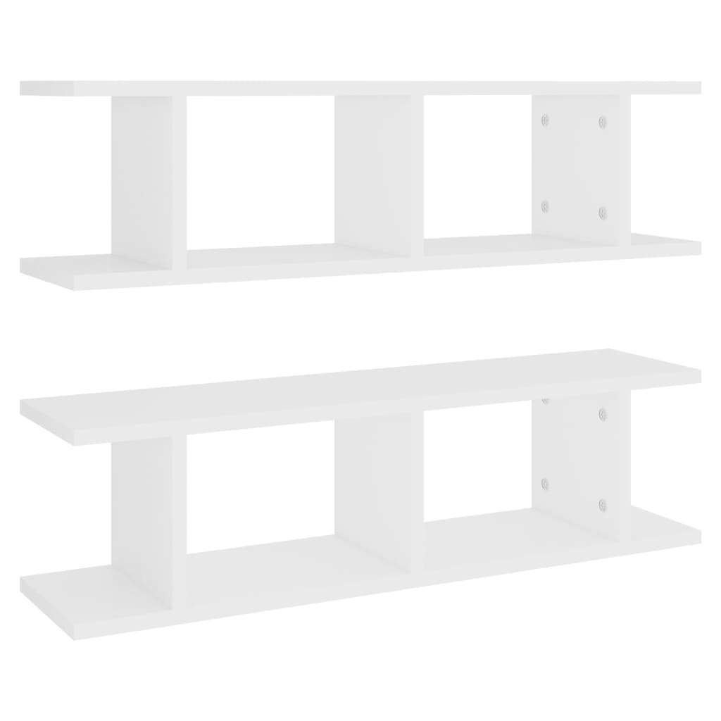 Vegghyller 2 Stk Hvit 75X18X20 Cm Konstruert Tre