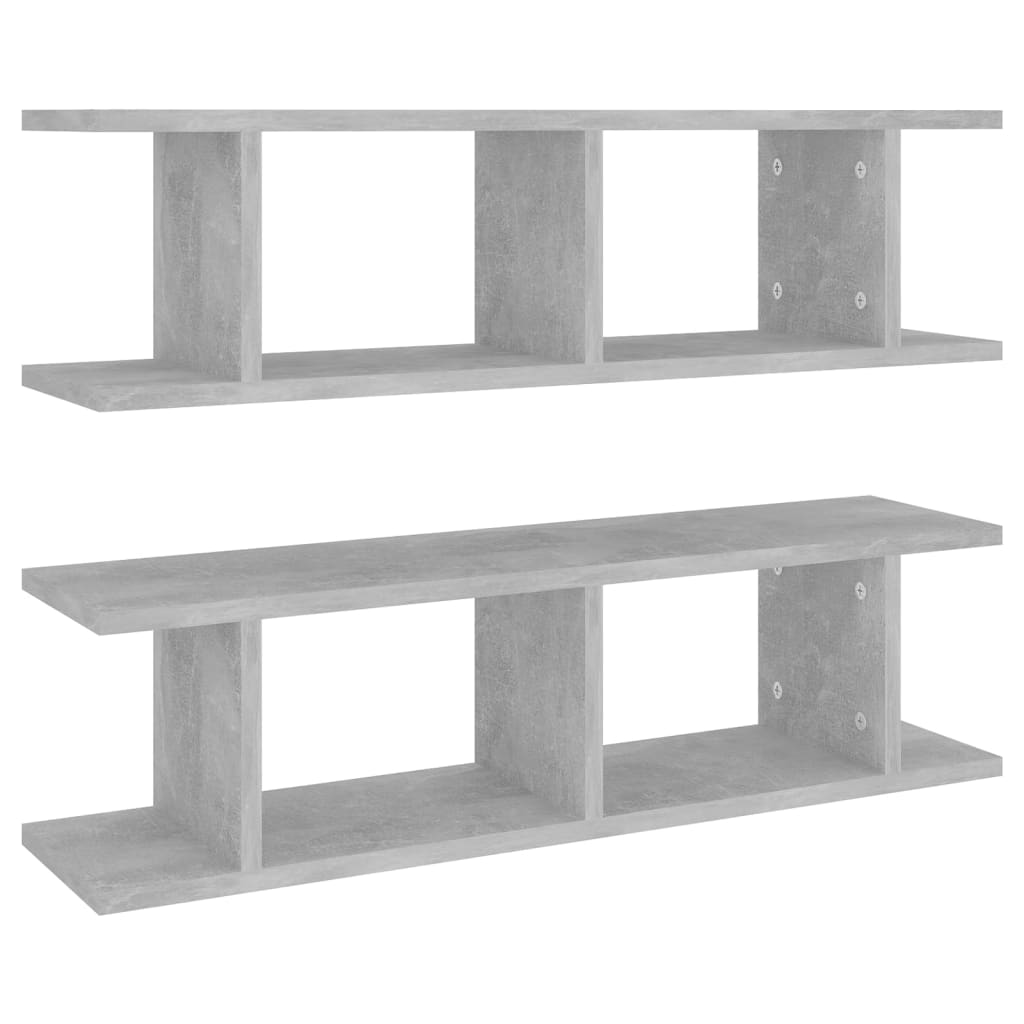 Vegghyller 2 Stk Betonggrå 75X18X20 Cm Konstruert Tre