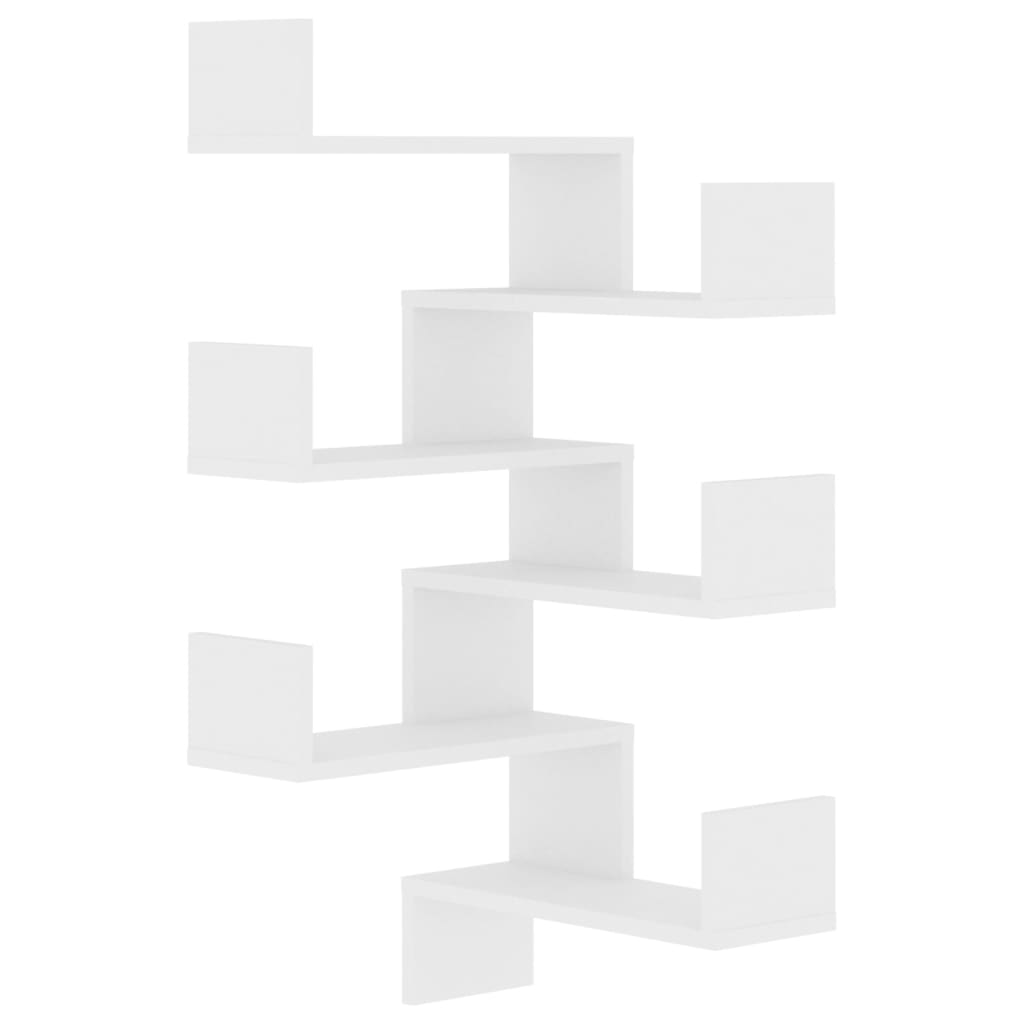 Veggmonterte Hjørnehyller 2 Stk Hvit 40X40X50 Cm Konstruert Tre