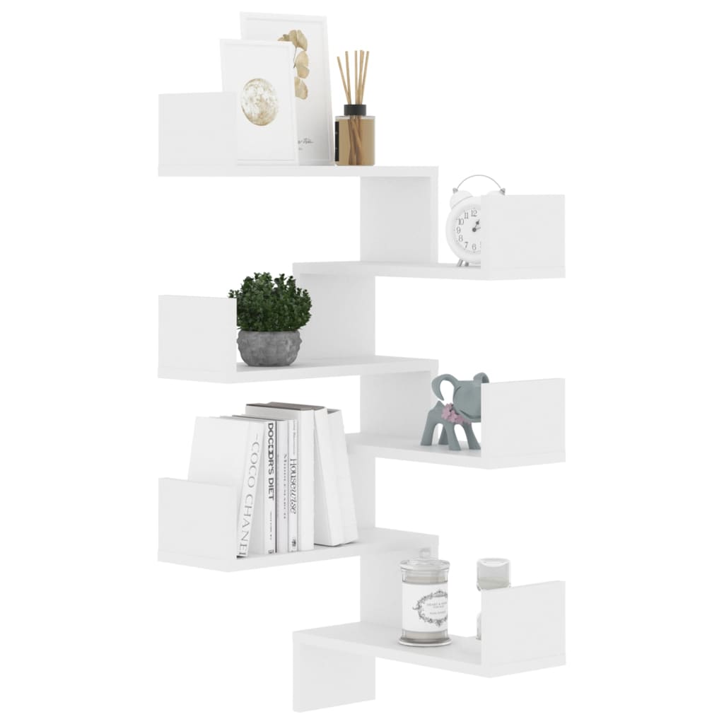 Veggmonterte Hjørnehyller 2 Stk Hvit 40X40X50 Cm Konstruert Tre