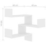 Veggmonterte Hjørnehyller 2 Stk Hvit 40X40X50 Cm Konstruert Tre