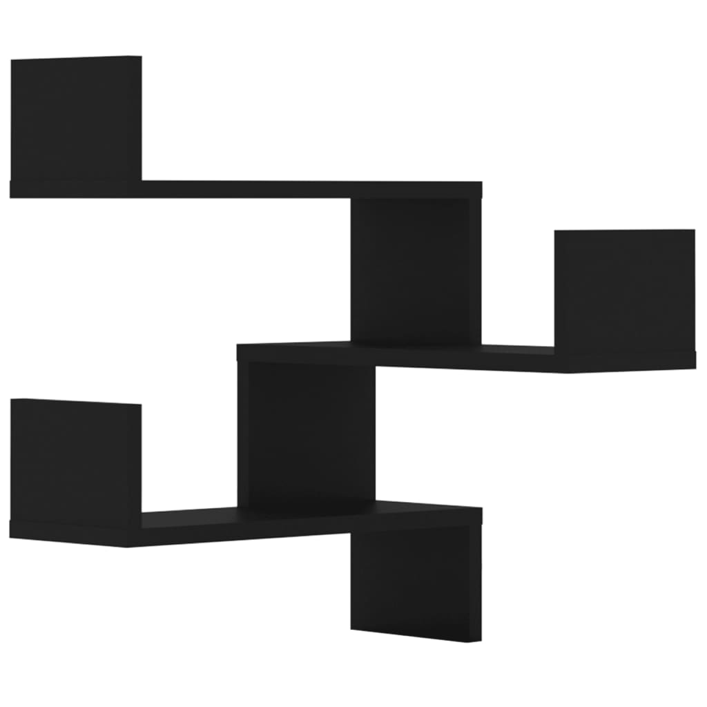 Veggmonterte Hjørnehyller 2 Stk Svart 40X40X50Cm Konstruert Tre