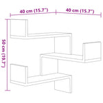 Veggmonterte Hjørnehyller 2 Stk Svart 40X40X50Cm Konstruert Tre