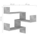 Veggmontert Hjørnehylle Betonggrå 40X40X50 Cm Konstruert Tre