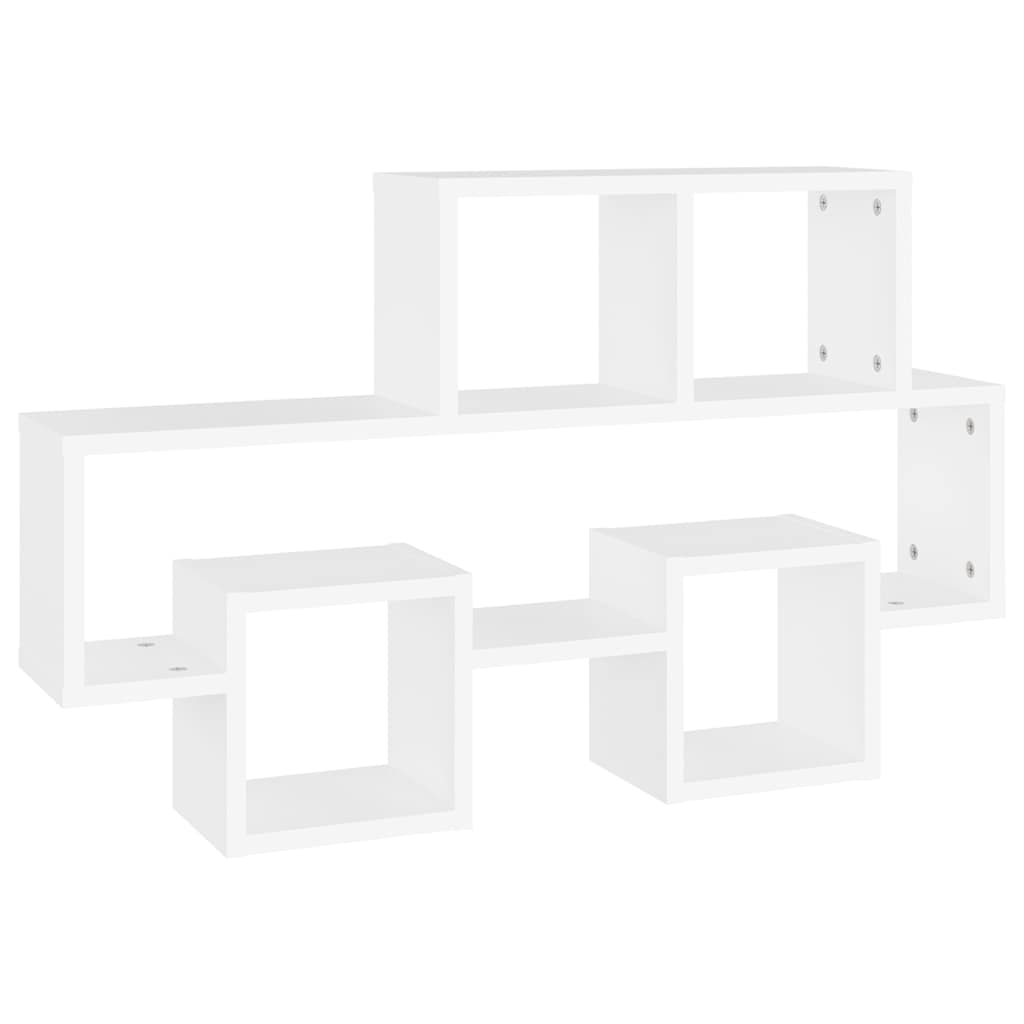 Bilformet Vegghylle Hvit 82X15X51 Cm Konstruert Tre