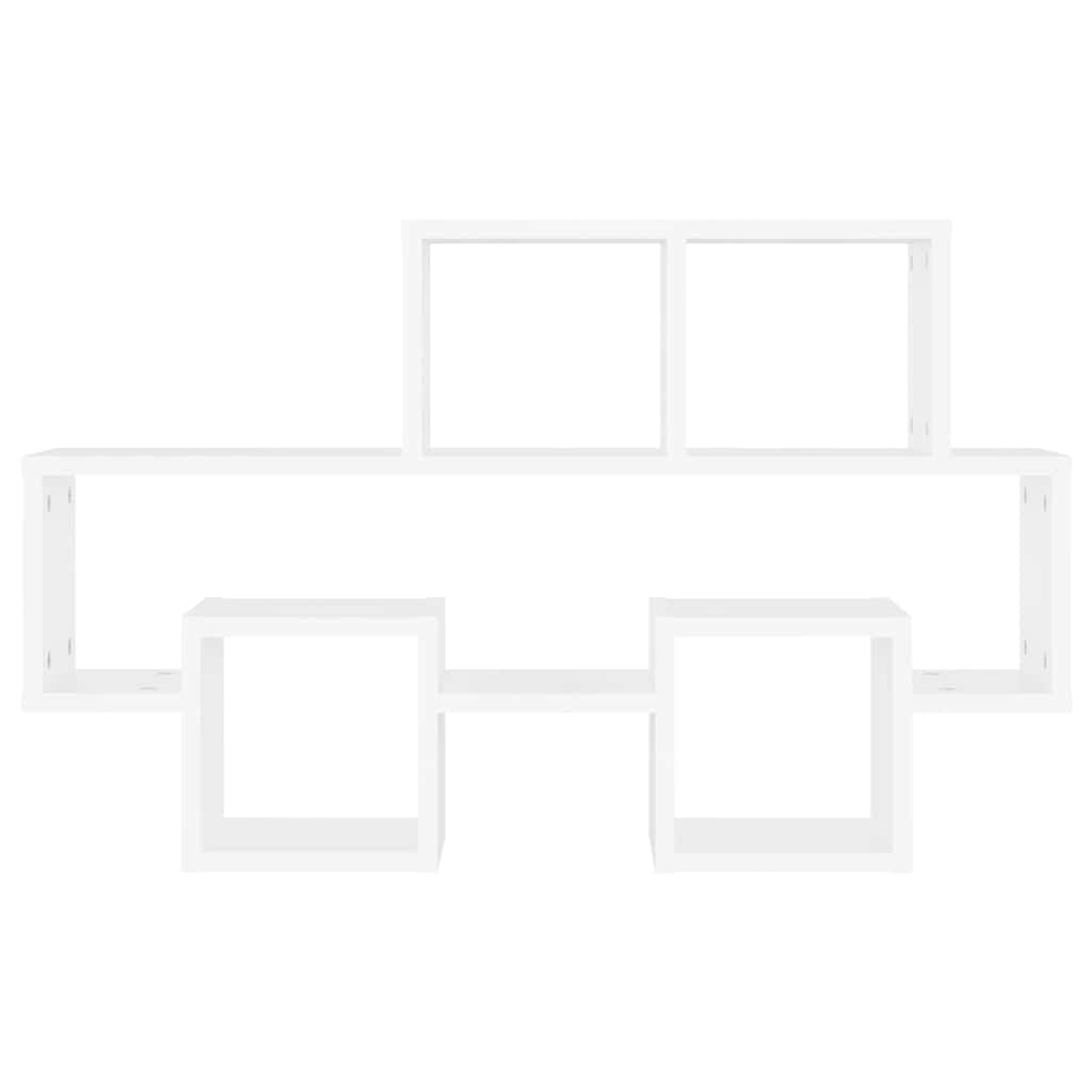 Bilformet Vegghylle Hvit 82X15X51 Cm Konstruert Tre