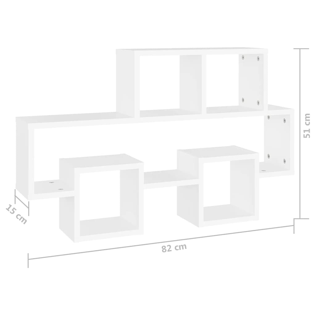 Bilformet Vegghylle Hvit 82X15X51 Cm Konstruert Tre