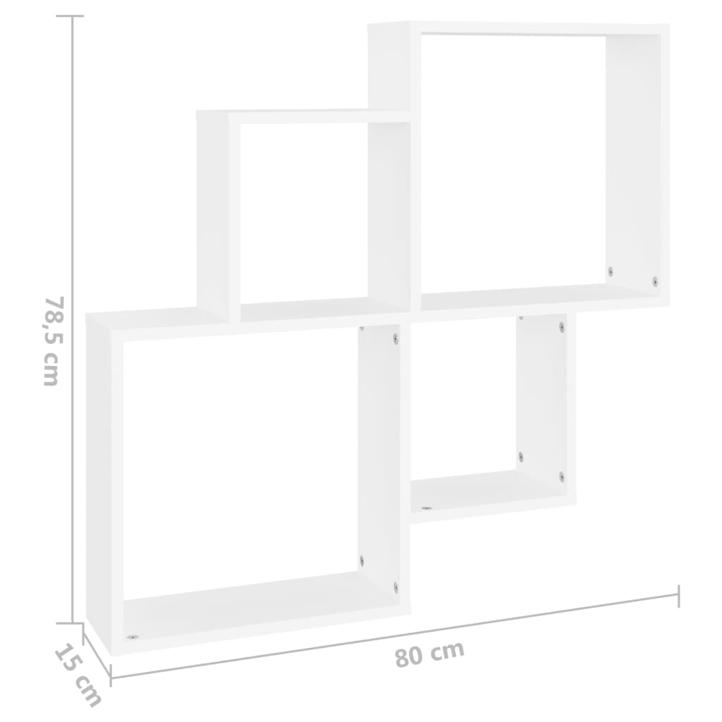 Kubeformet Vegghylle Hvit 80X15X78,5 Cm Konstruert Tre