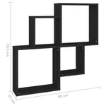 Kubeformet Vegghylle Svart 80X15X78,5 Cm Konstruert Tre