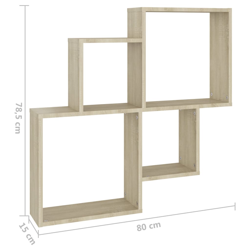 Kubeformet Vegghylle Sonoma Eik 80X15X78,5 Cm Konstruert Tre