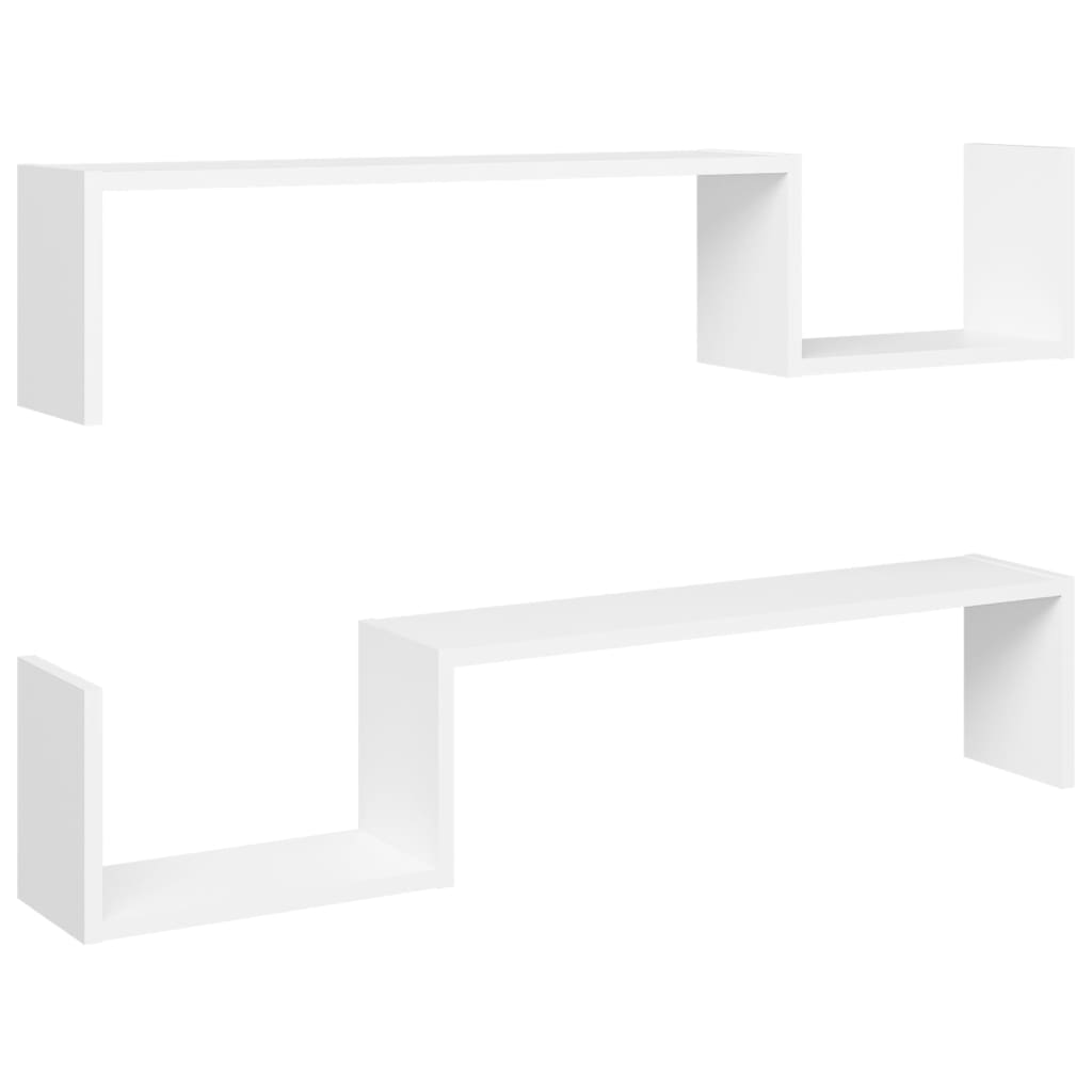 Vegghyller 2 Stk Hvit 100X15X20 Cm Konstruert Tre