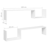 Vegghyller 2 Stk Hvit 100X15X20 Cm Konstruert Tre