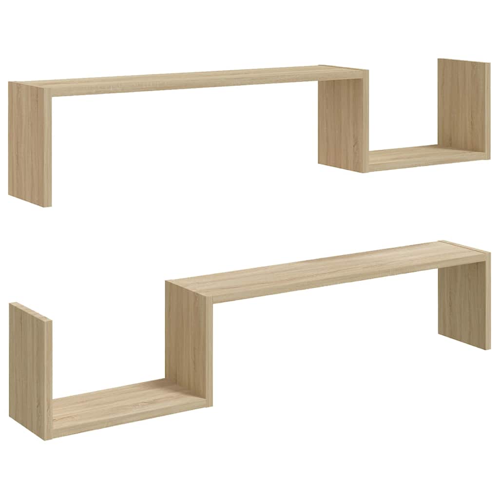 Vegghyller 2 Stk Sonoma Eik 100X15X20 Cm Konstruert Tre