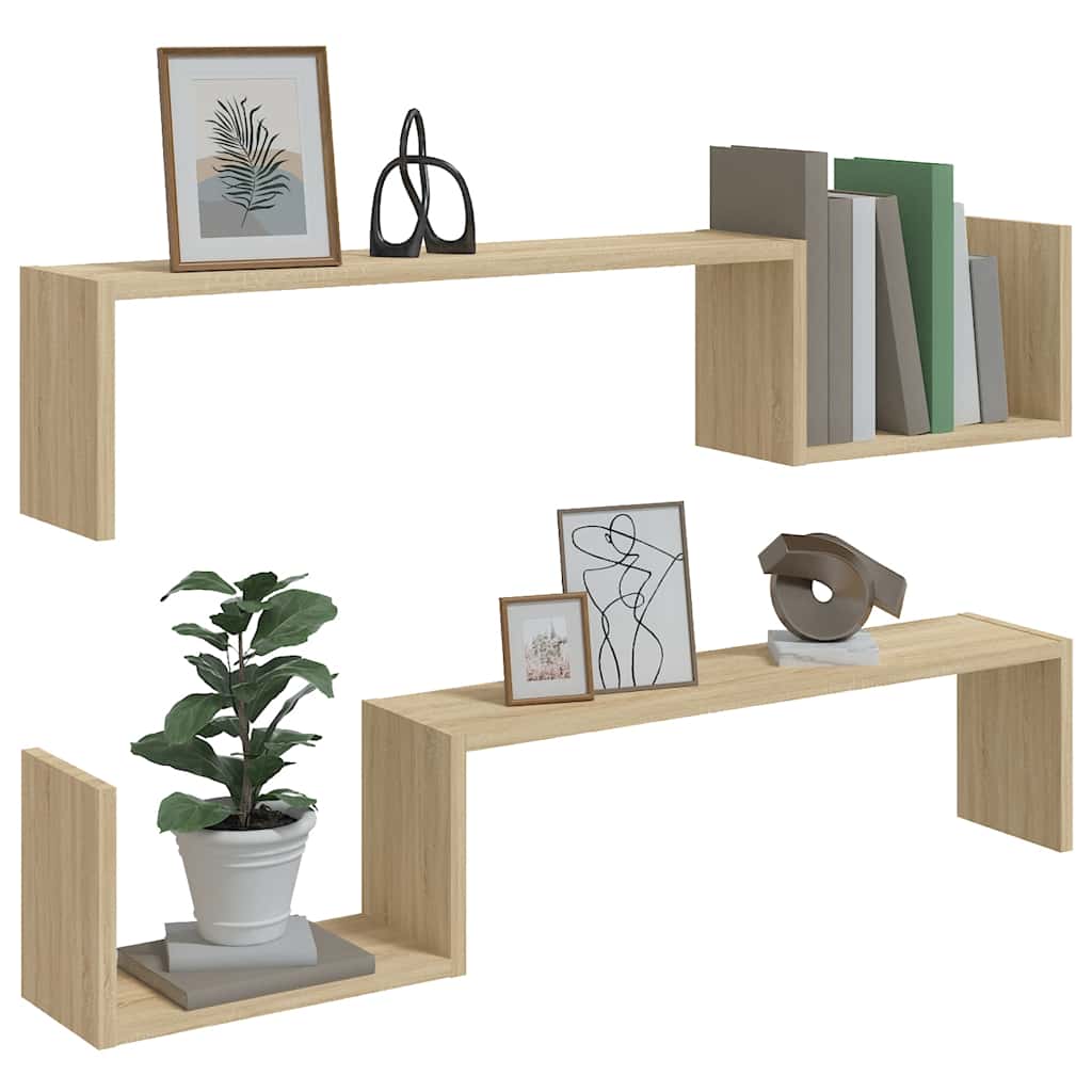 Vegghyller 2 Stk Sonoma Eik 100X15X20 Cm Konstruert Tre