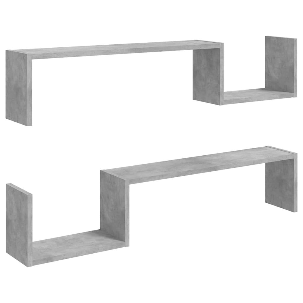 Vegghyller 2 Stk Betonggrå 100X15X20 Cm Konstruert Tre
