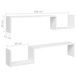 Vegghyller 2 Stk Høyglans Hvit 100X15X20 Cm Konstruert Tre
