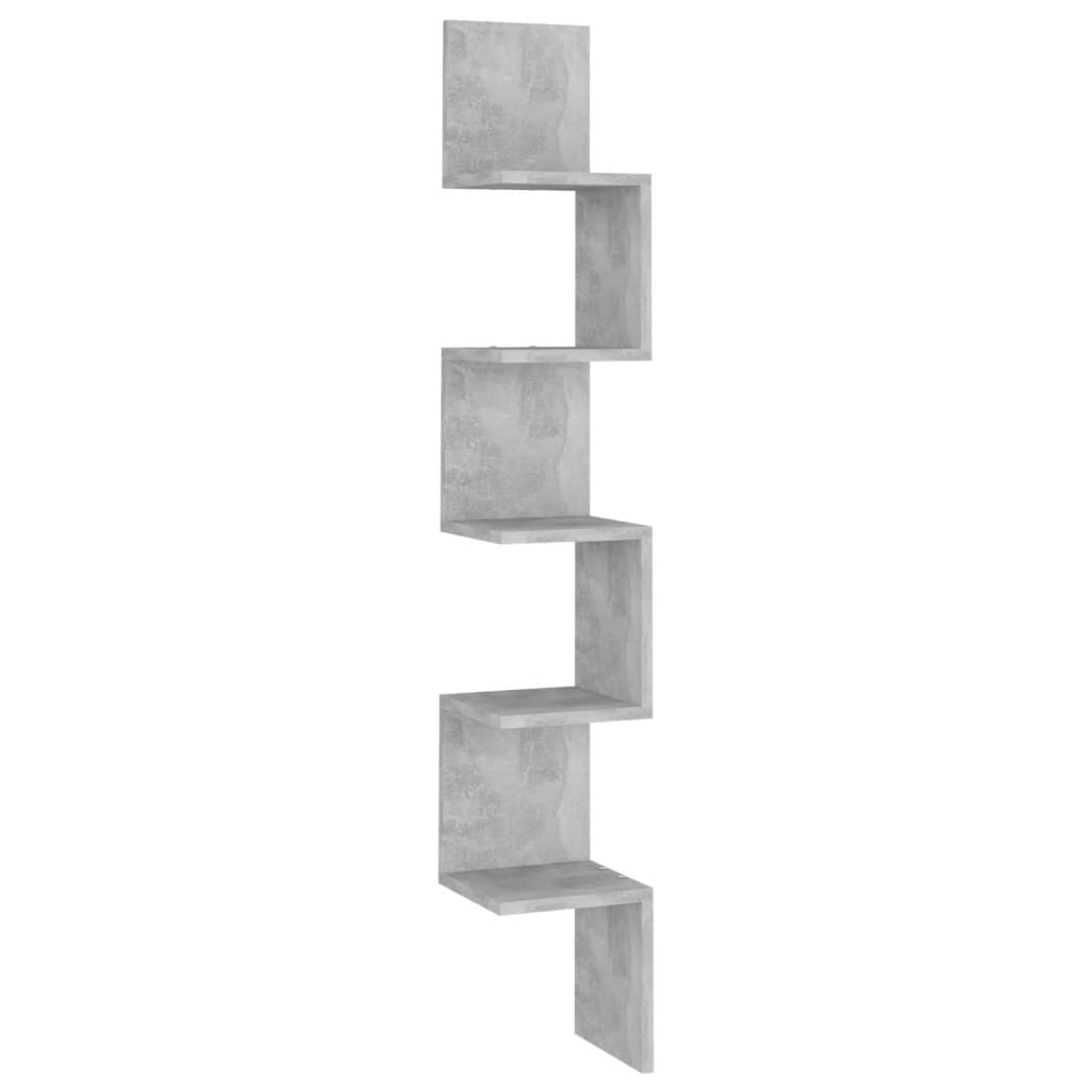 Veggmontert Hjørnehylle Betonggrå 20X20X127,5 Cm Konstruert Tre