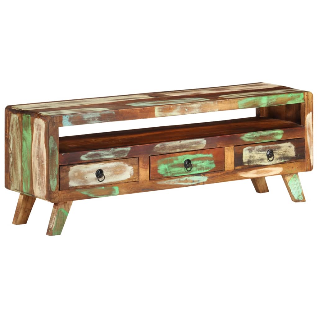 Tv-Benk 110X30X40 Cm Gjenvunnet Heltre Flerfarget