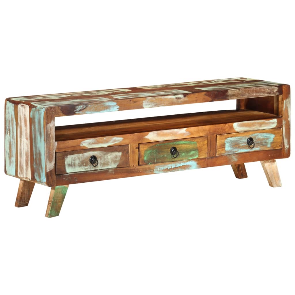 Tv-Benk 110X30X40 Cm Gjenvunnet Heltre Flerfarget
