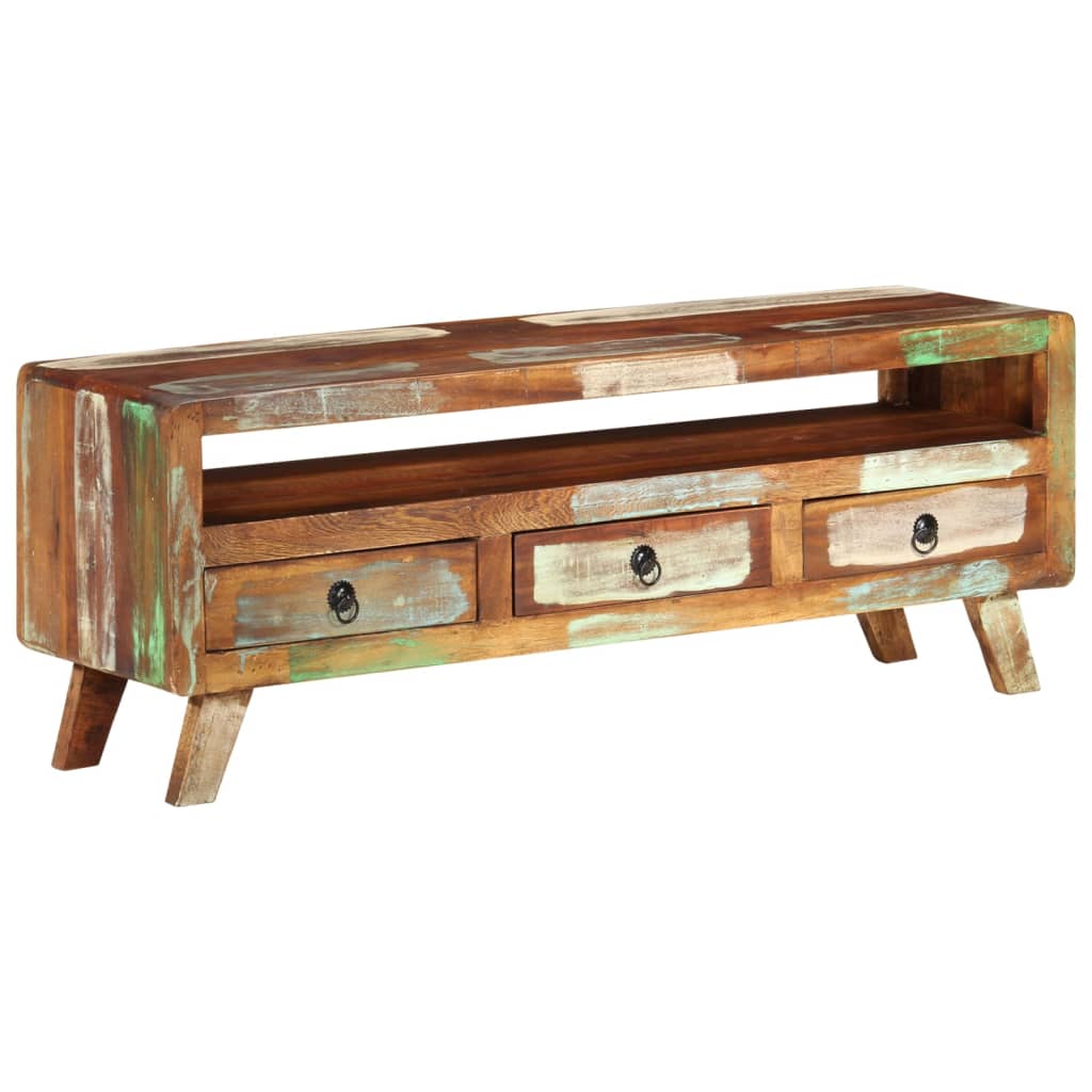 Tv-Benk 110X30X40 Cm Gjenvunnet Heltre Flerfarget