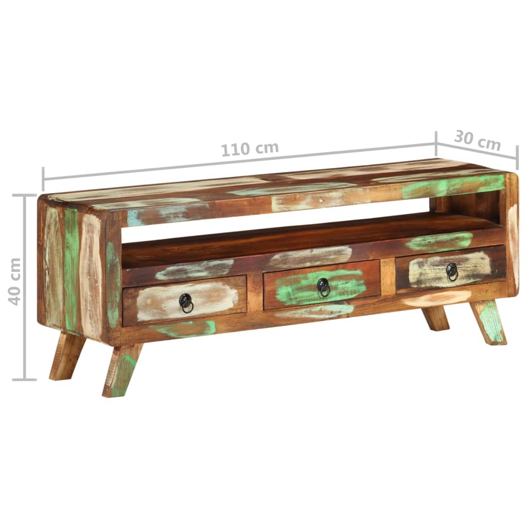 Tv-Benk 110X30X40 Cm Gjenvunnet Heltre Flerfarget